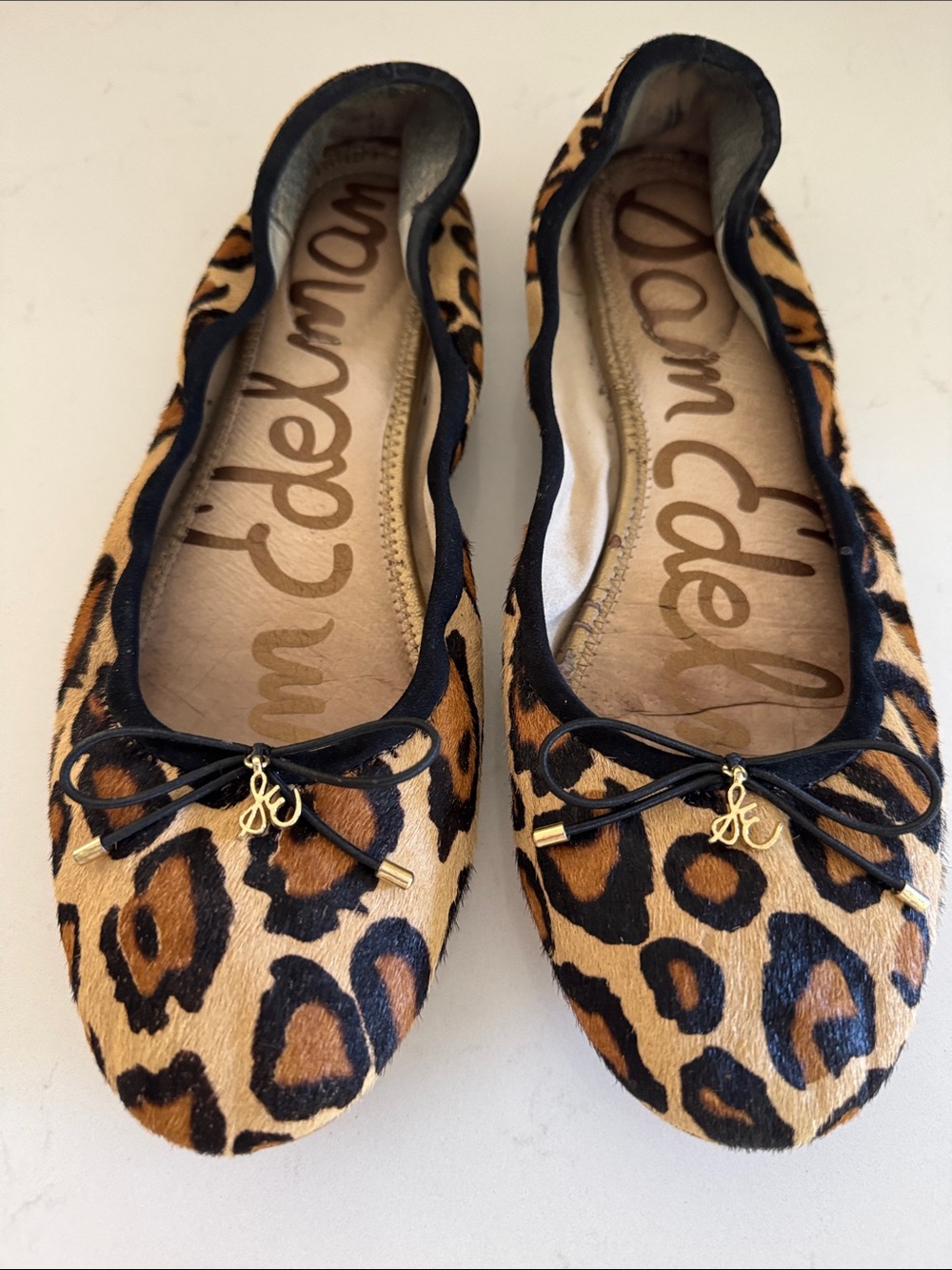 Sam Edelman Leopard Ballet Flats in Tan and Black Sz: 11.5